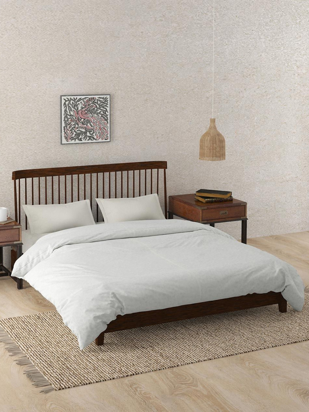 Fabindia Standalone Teal & White Floral Printed 110 GSM Cotton Single Bed Dohar