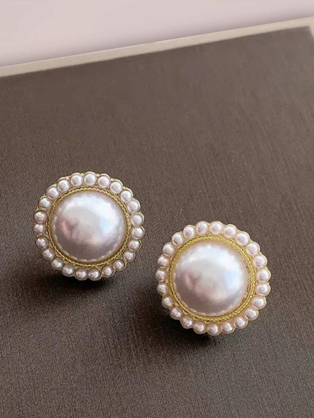 Peora Gold Plated Pearl Studded Studs