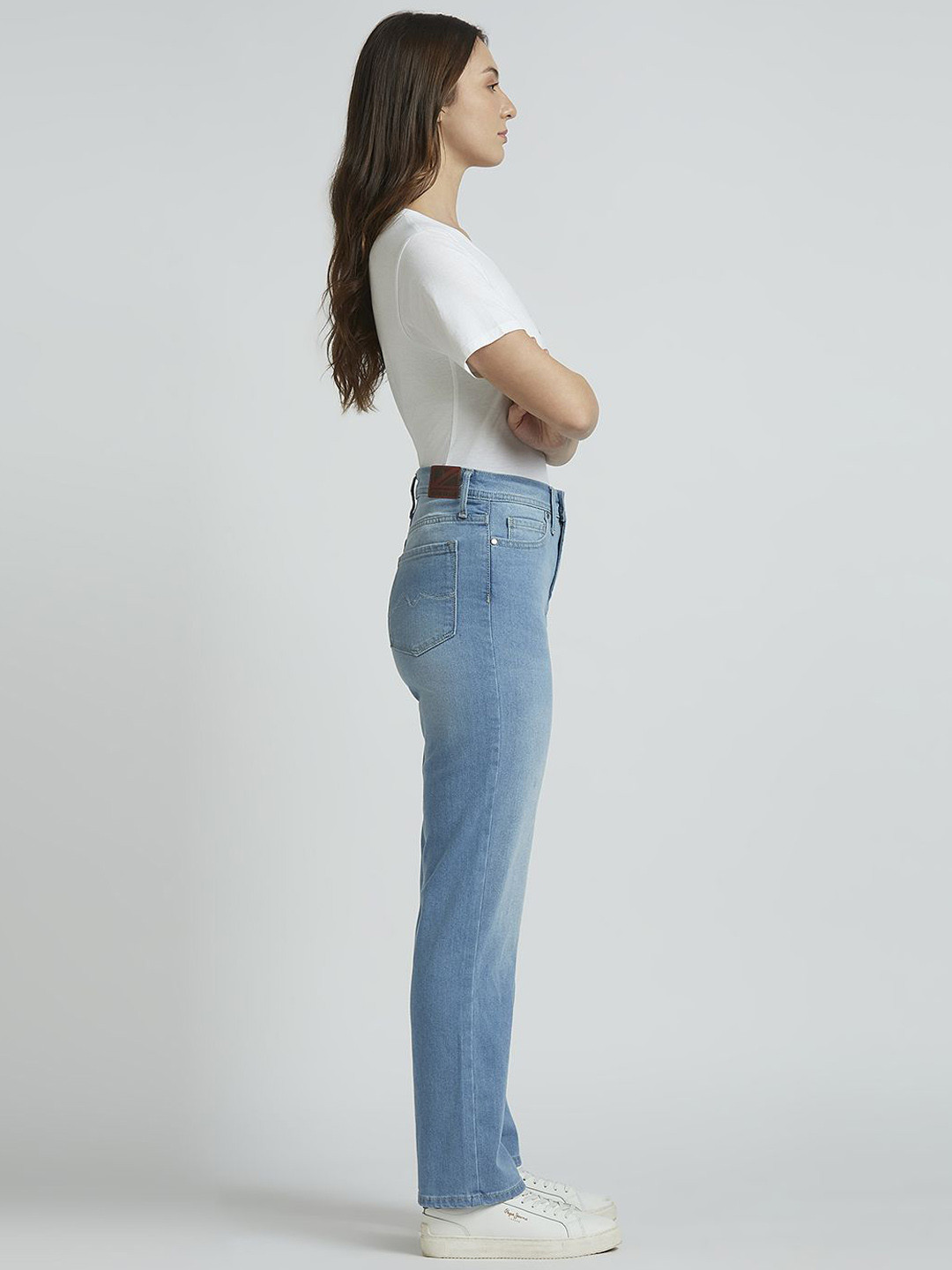 Pepe Jeans Women Mary Straight Fit High-Rise Light Fade Stretchable Jeans