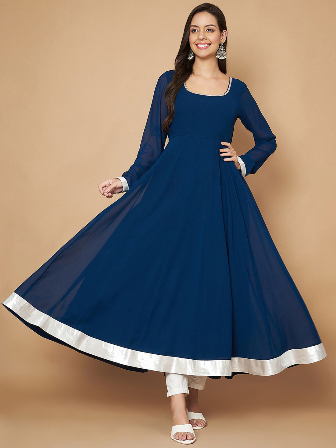 Poshak Hub Beads and Stones Georgette Anarkali Kurta