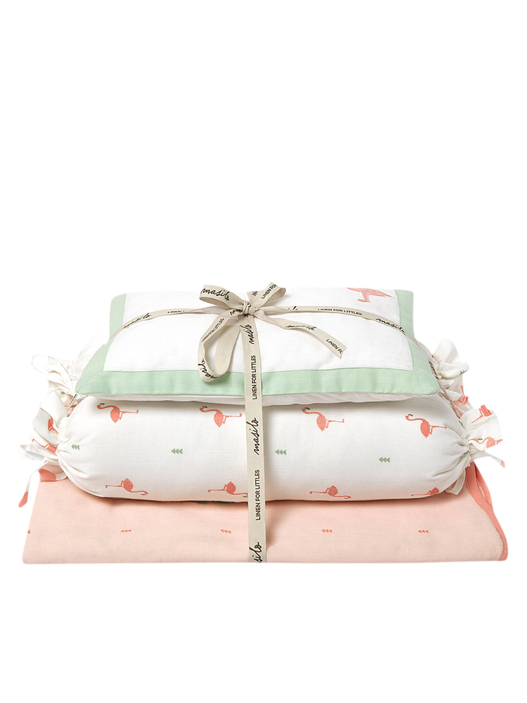 Masilo Infants Pink Hello Flamingo Printed Mini Cot Set