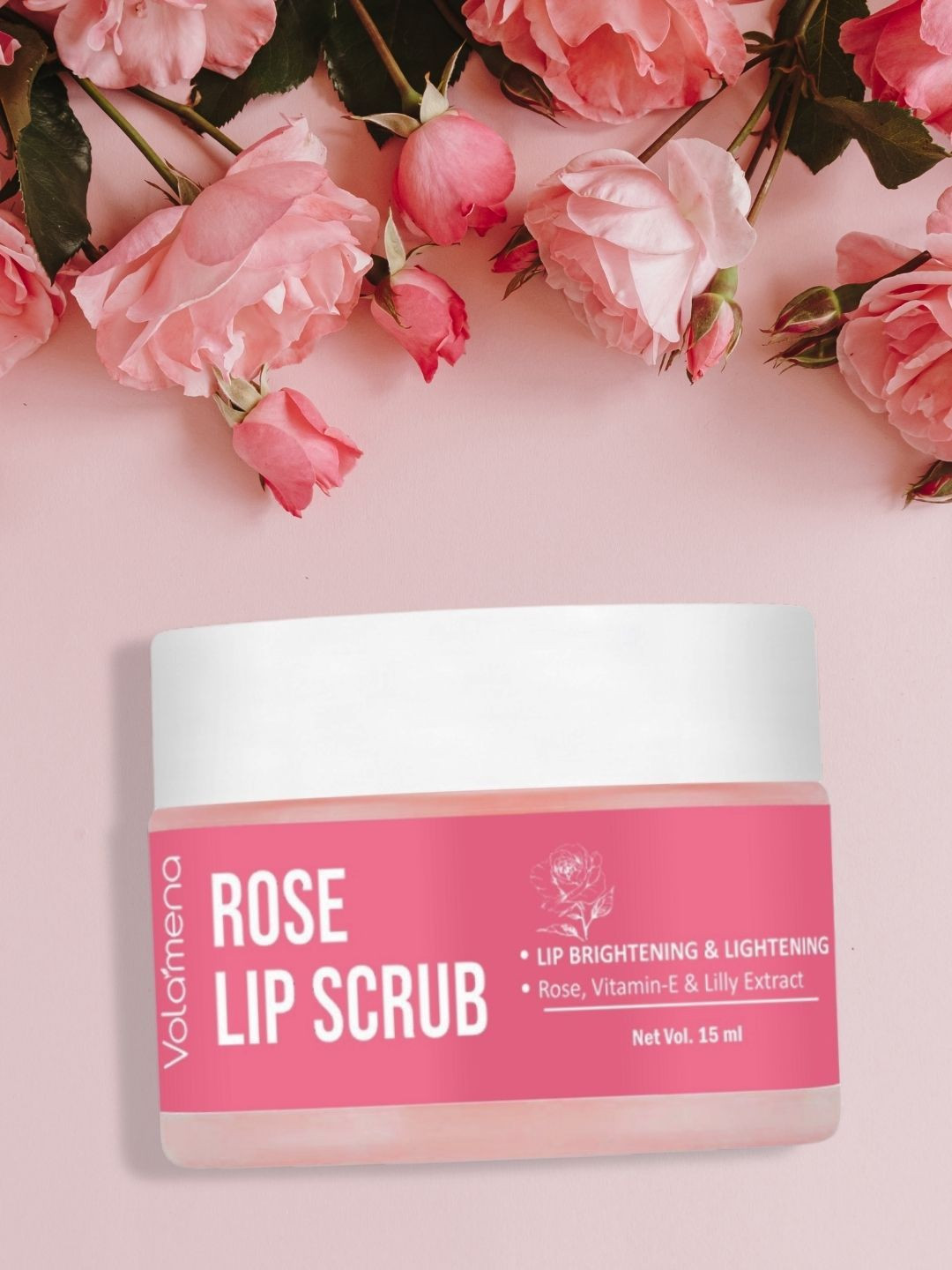 Volamena Rose Lip Scrub With Vitamin E -15ml