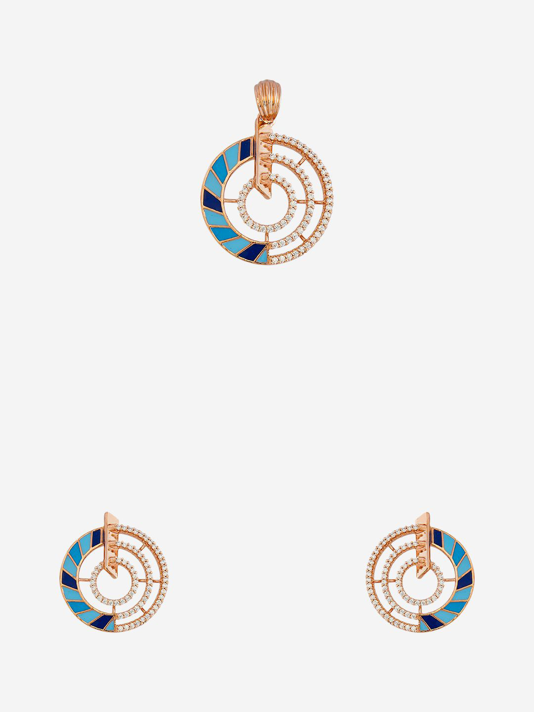 Kushal's Fashion Jewellery Rose Gold Plated Zircon Embellished Bridal Jewellery Set