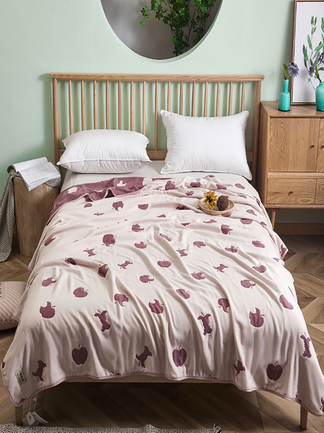 JC HOME Pink & Purple Cartoon Characters Printed 350 GSM AC Room Pure Cotton Bed Quilt