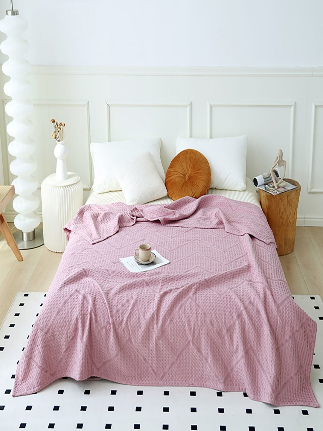 JC HOME Pink Self Design 300 GSM AC Room Double Bed Quilt