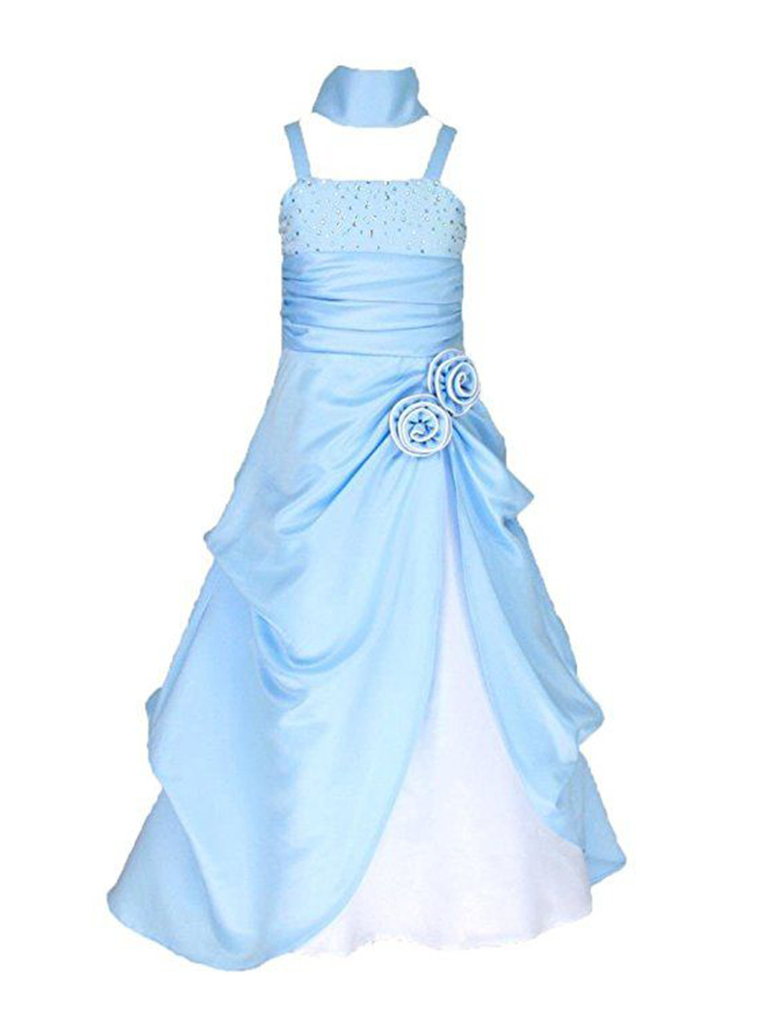 FAIRY DOLLS Girls Stone Embellished Shoulder Straps Maxi Dress