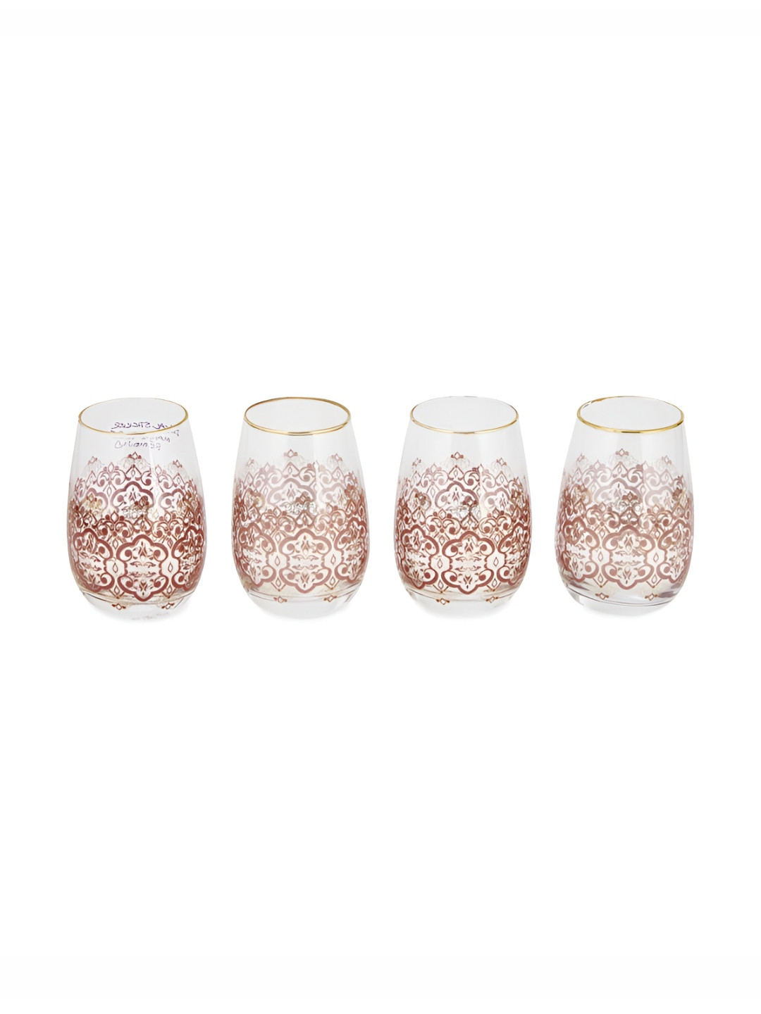 Fabindia Gulmohar Red and Transparent Printed Water Glass Gift Set