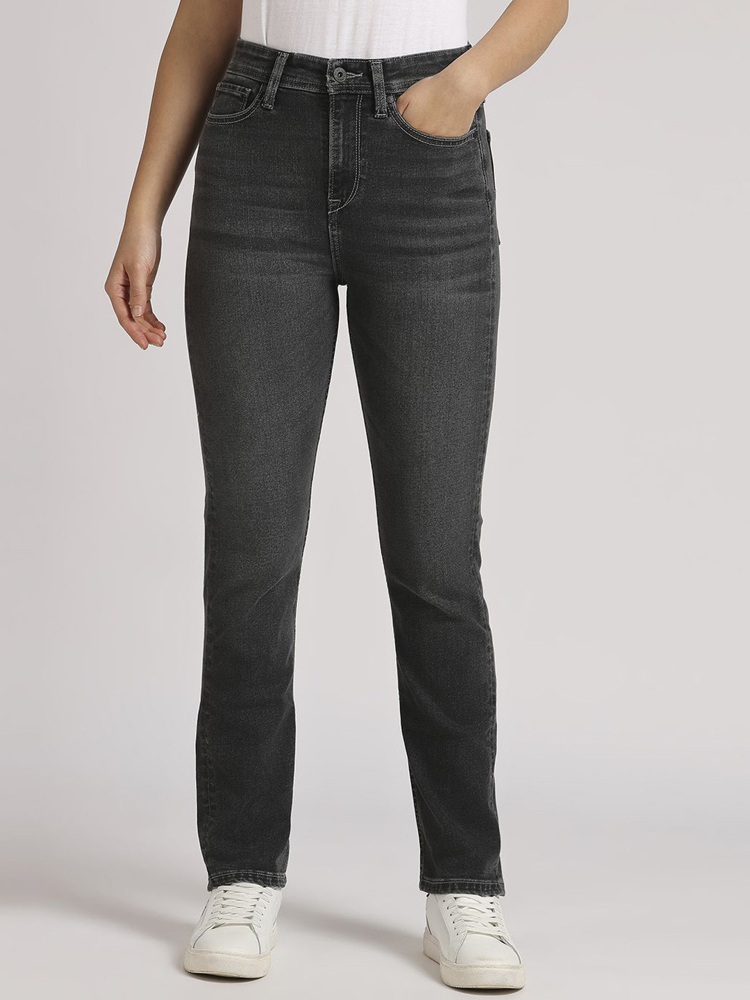 Pepe Jeans Women Mary Straight Fit High-Rise Light Fade Stretchable Jeans