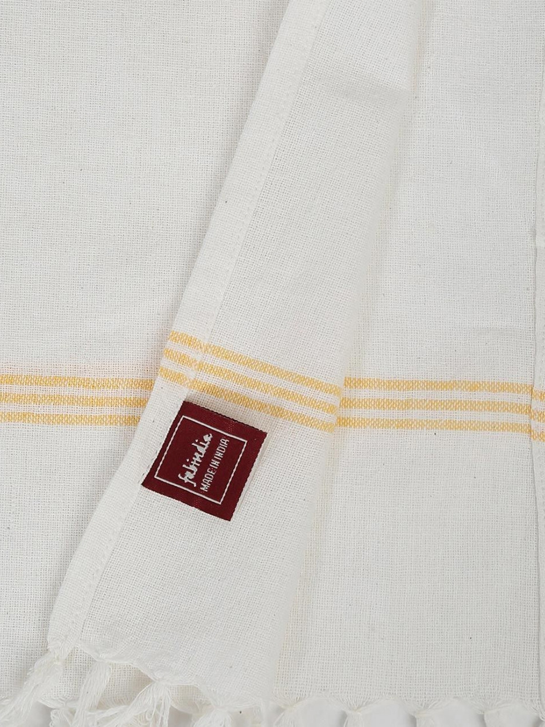 Fabindia Bana Yellow & White 2 Pieces Cotton 125 GSM Gamcha Bath Towels