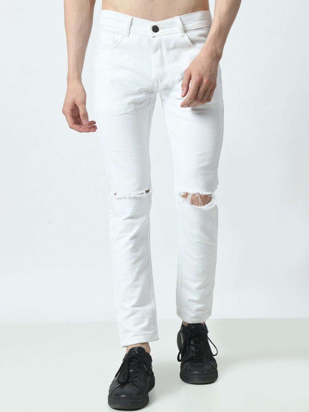 COMFITS Men Slim Fit Mid-Rise Slash Knee  Jeans