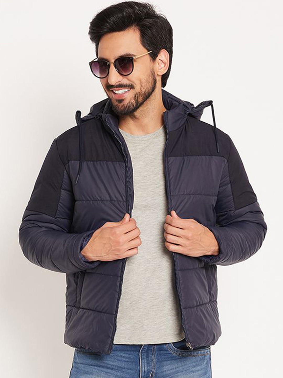 VERO AMORE Men Colourblocked Quilted Hooded Jacket