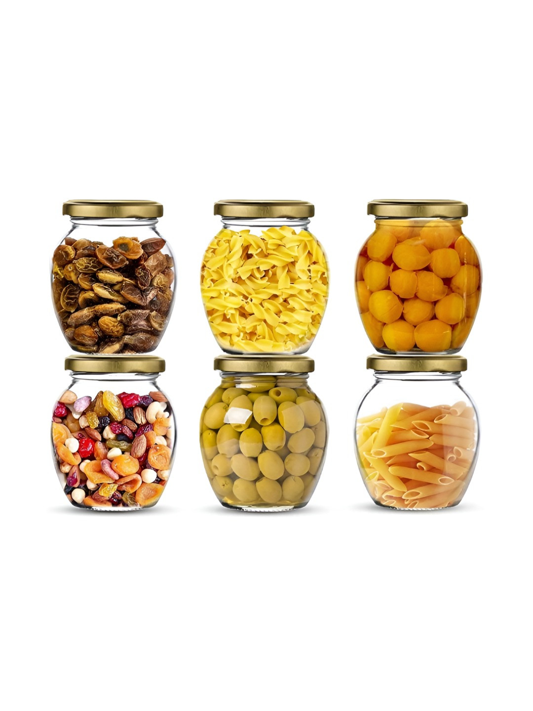CROCO JAR Piramal Transparent & Gold 6 Pieces Glass Containers - 400 ml