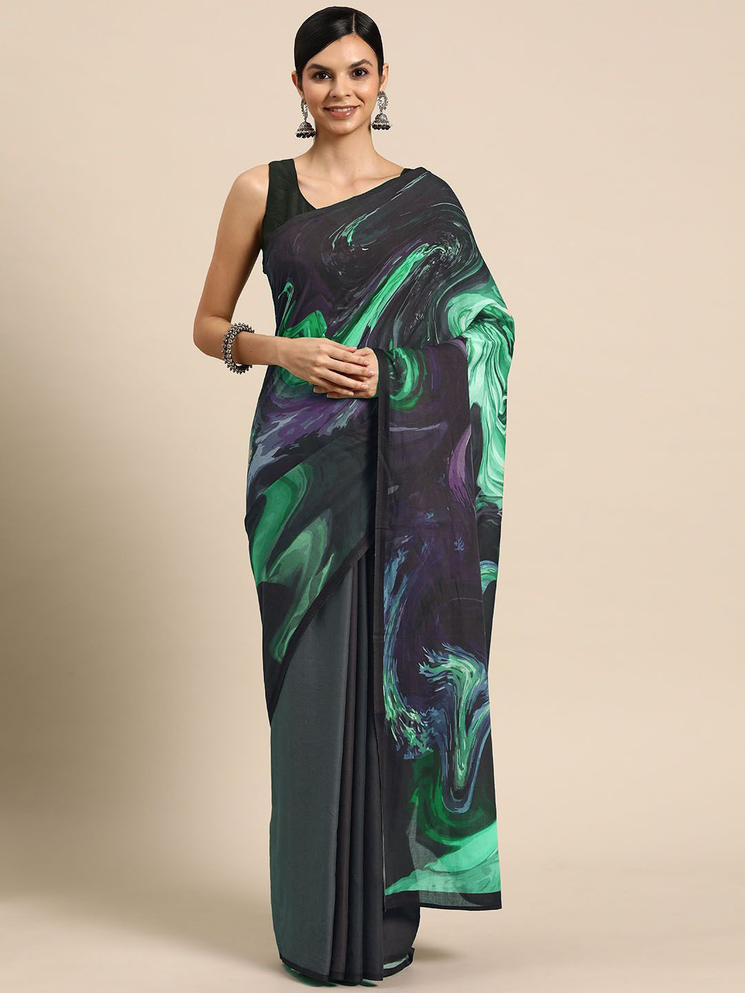 BUTA BUTI Pure Cotton  Solid Border Abstract Printed Saree