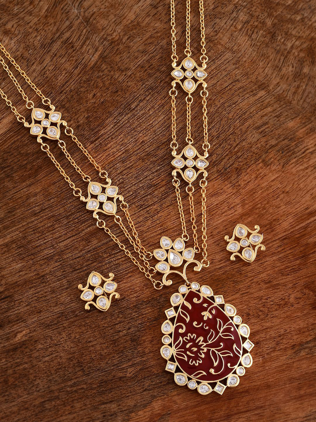 Voylla Pashmina Zeenat Gold-Plated Kundan-Studded Jewellery Set
