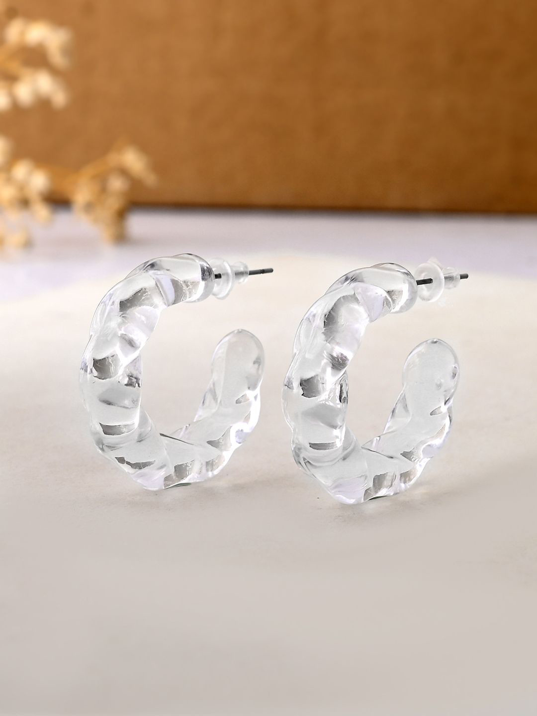 Voylla Quirky Twisted Chunky Half Hoop Earrings