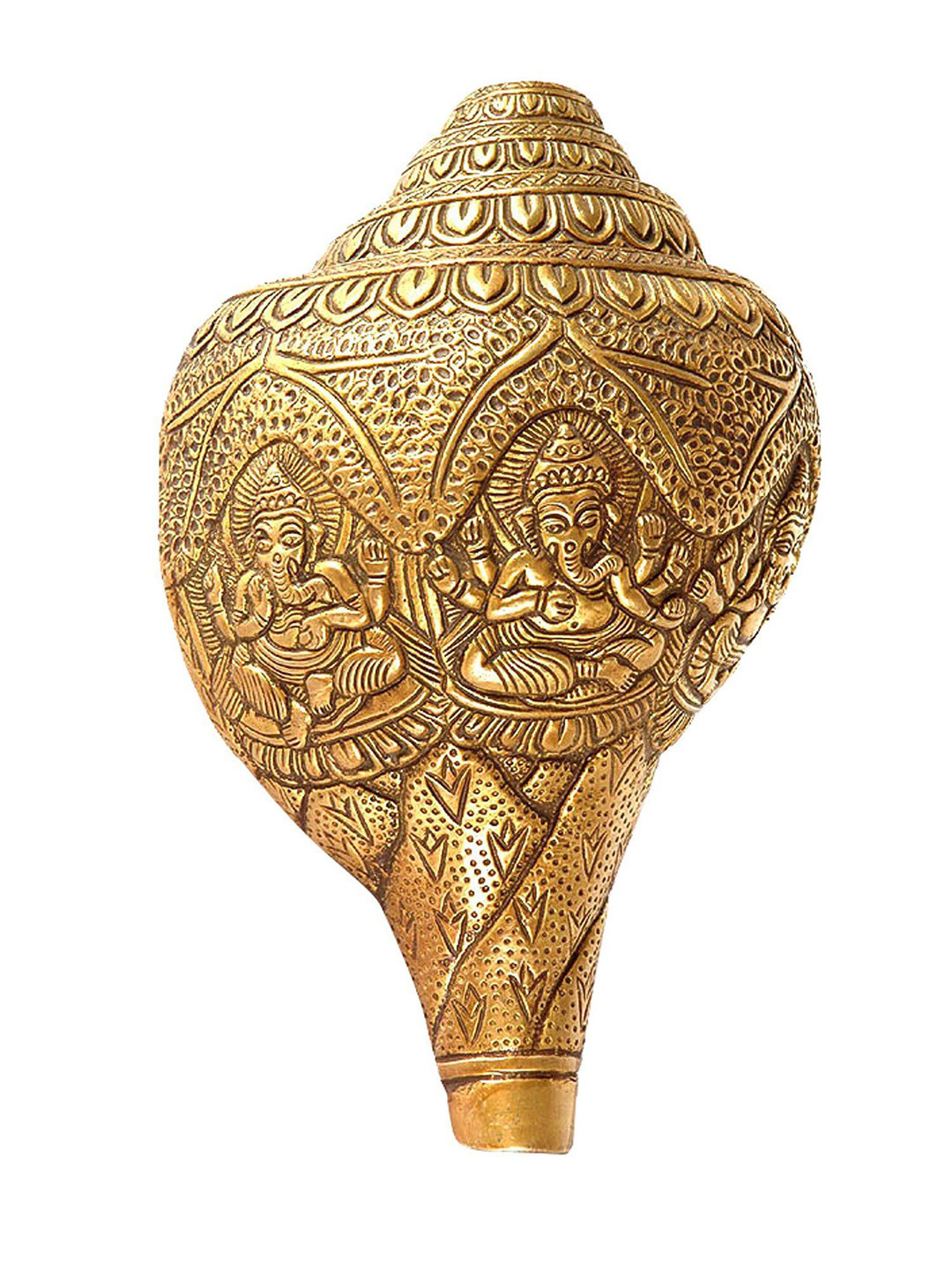 Exotic India Pancha-Ganesha Conch (Shankh) in Brass