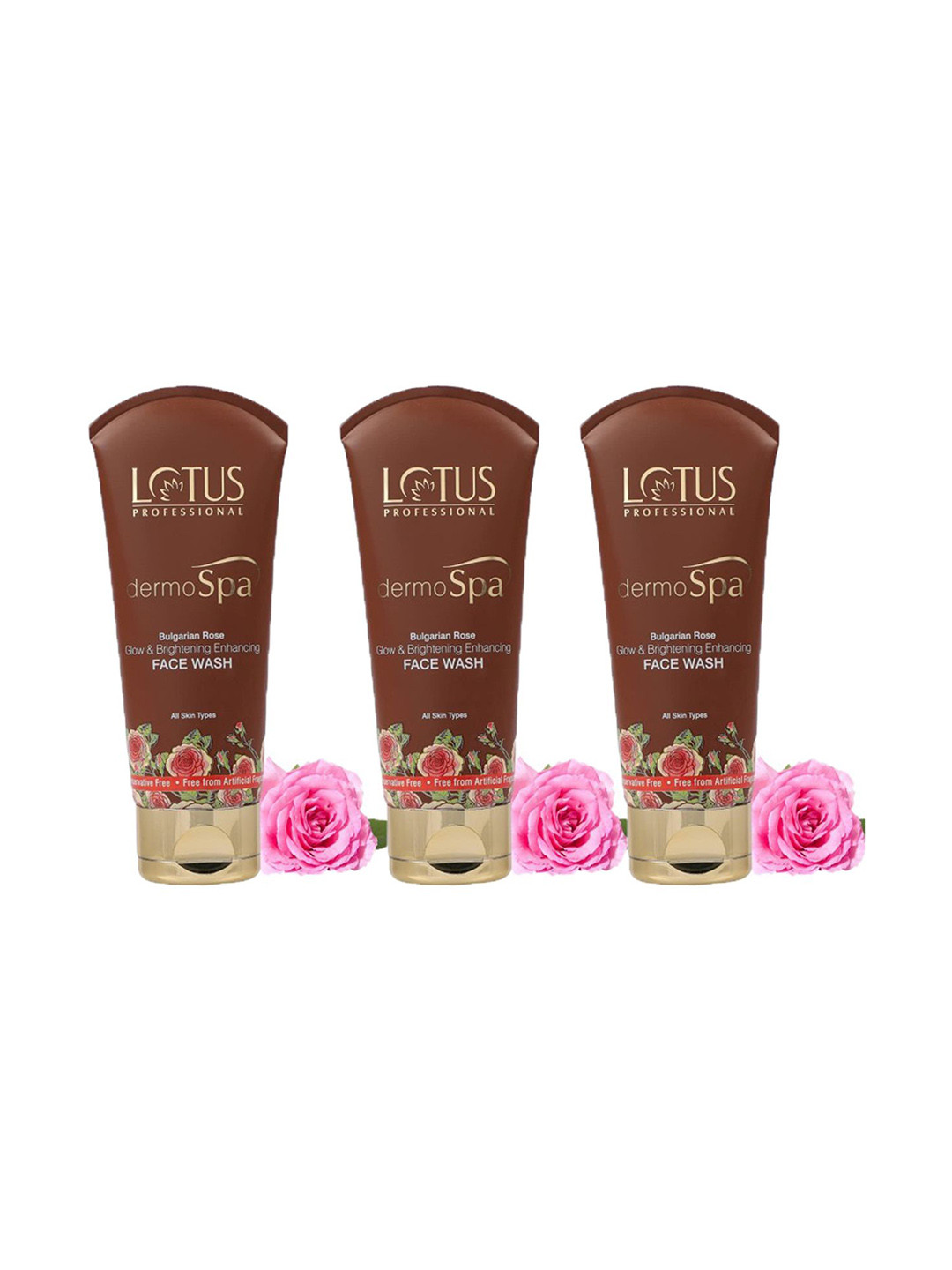 Lotus Professional Set Of 3 Dermospa Bulgarian Rose Glow & Brightening Face Wash - 80 gm