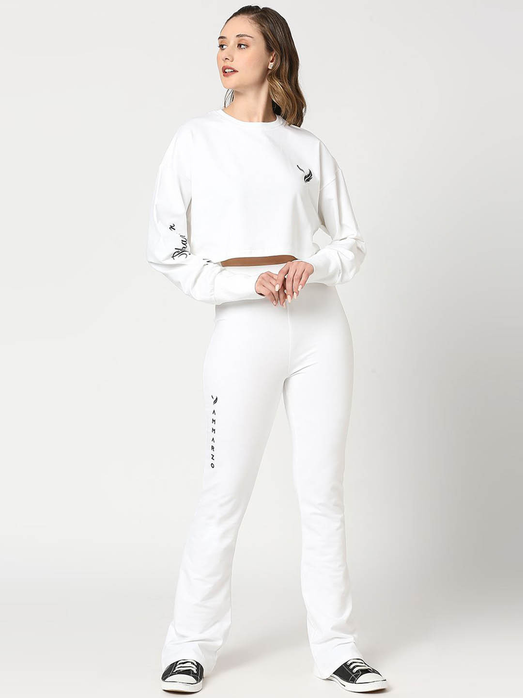 AMMARZO Cotton Luxe Lycra Crop Top With Joggers