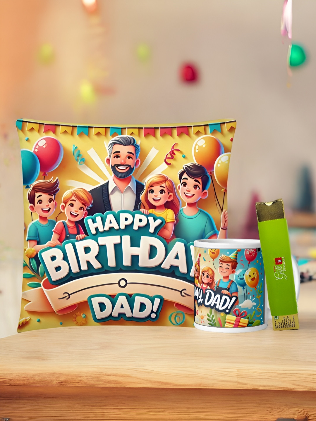 bettergiftflowers Set Of 3 Chocolate Printed Mug & Cushion Gift Set