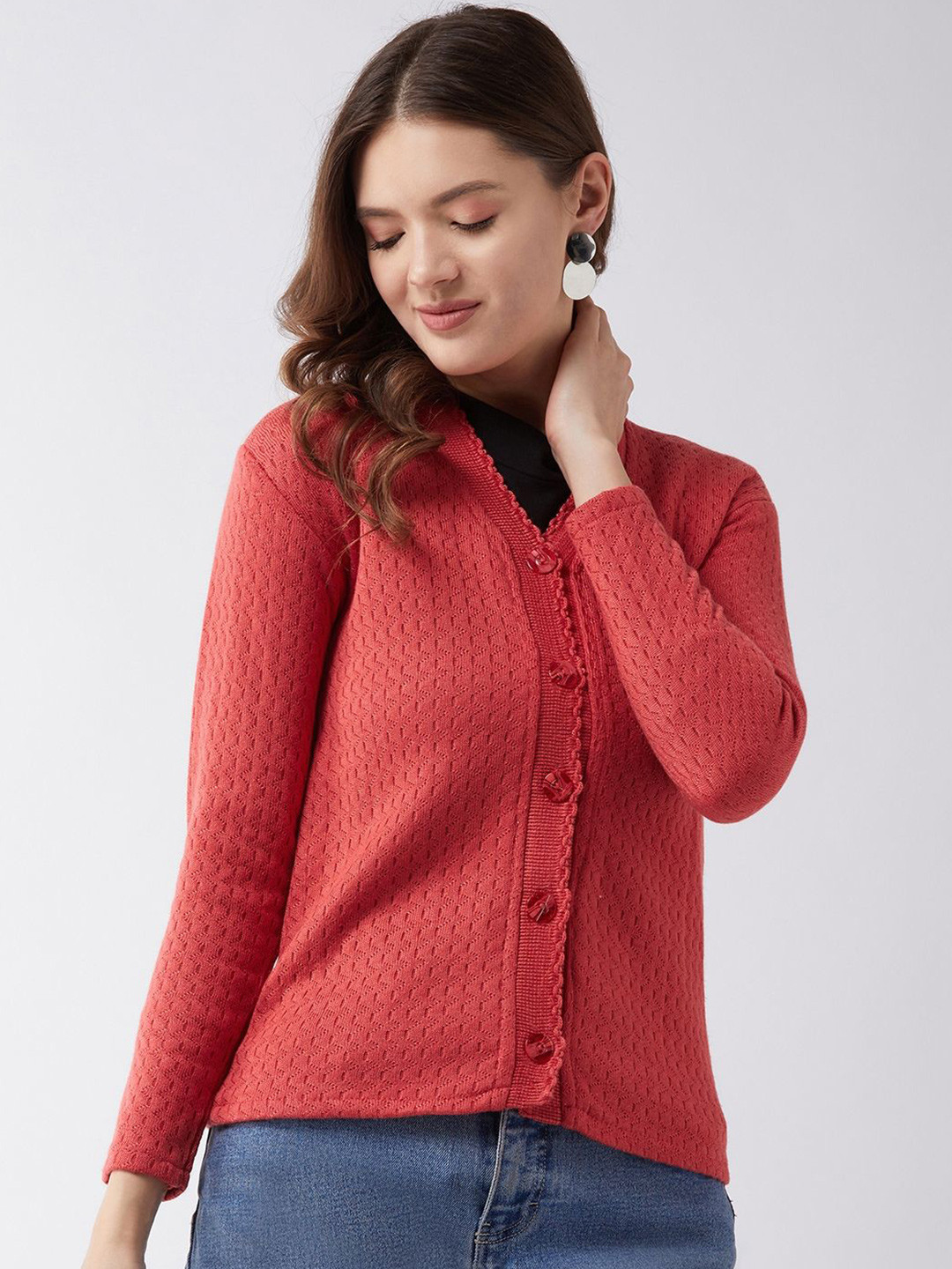 PIVL Women Self Design Cardigan