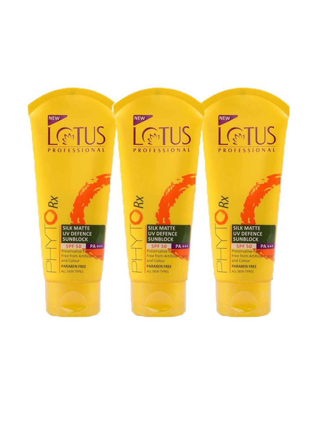 Lotus Professional Set Of 3 PHYTORx Silk Matte UV Defence Sunscreen SPF 50 - 75g Each