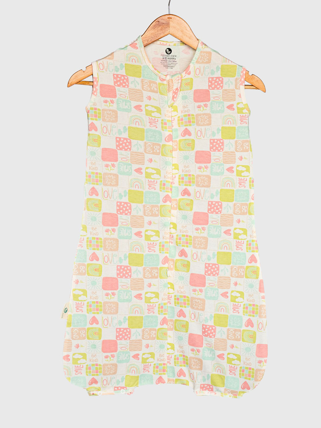 cocoon care Infants White & Yellow Printed Bamboo Sleeping Bag With Foot Opening