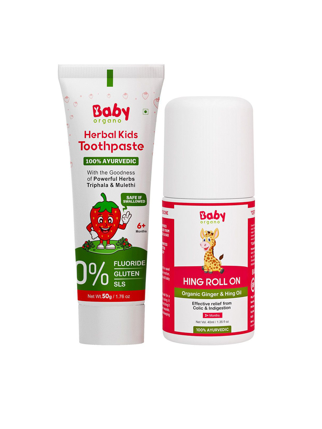 BABYORGANO Toothpaste & Hing Roll-On Combo-50g + 40ml