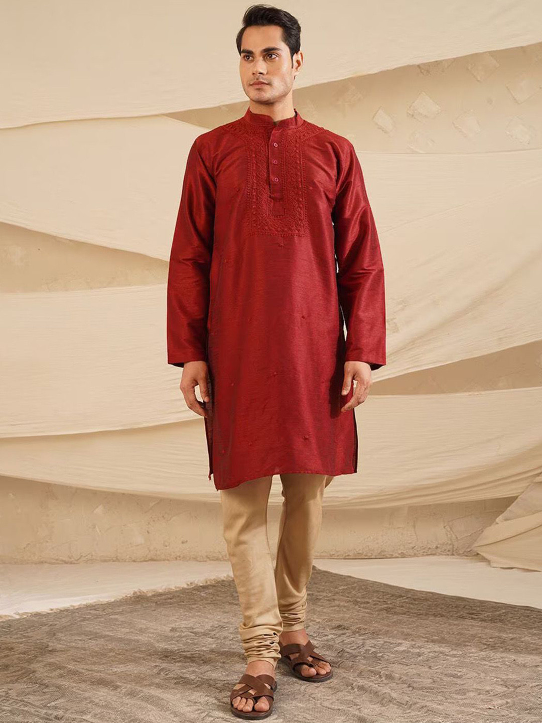 Noorkari Embroidered Thread Work Straight Kurta