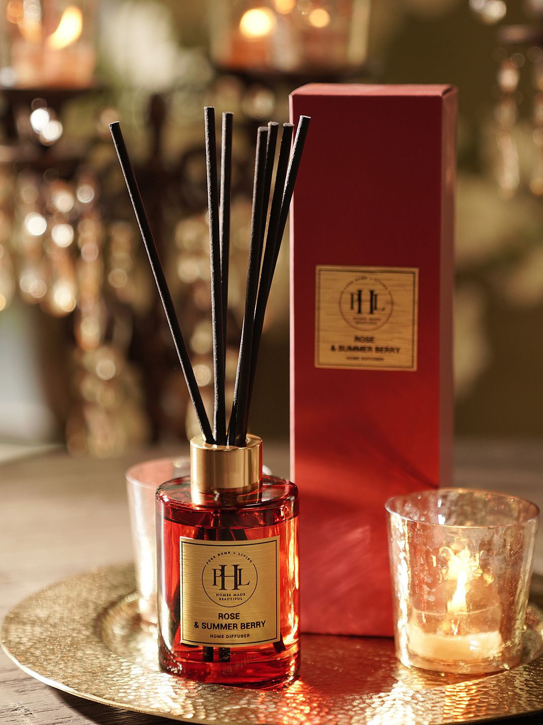 Pure Home and Living Red Rose & Summer Berry Scented Oil Diffuser With 6 Reed Sticks