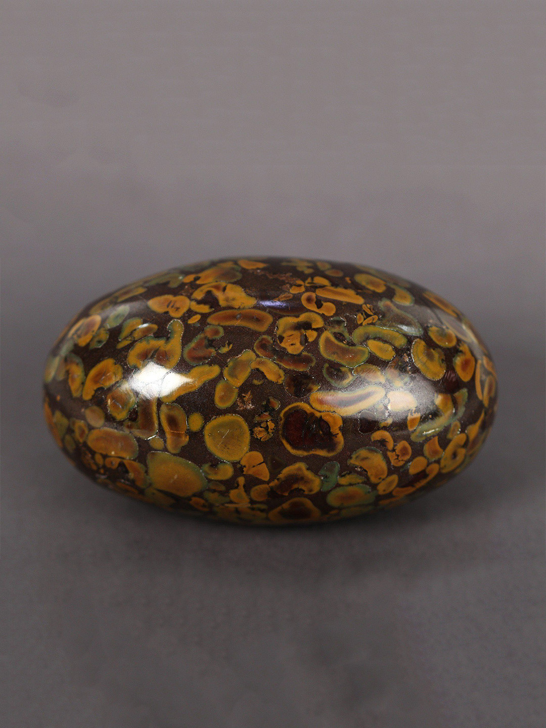 Exotic India Natural Pitcher Jasper Shiva Lingam Brown Stone Glossy Prayer Room Small Showpiece - 2.2 Inches