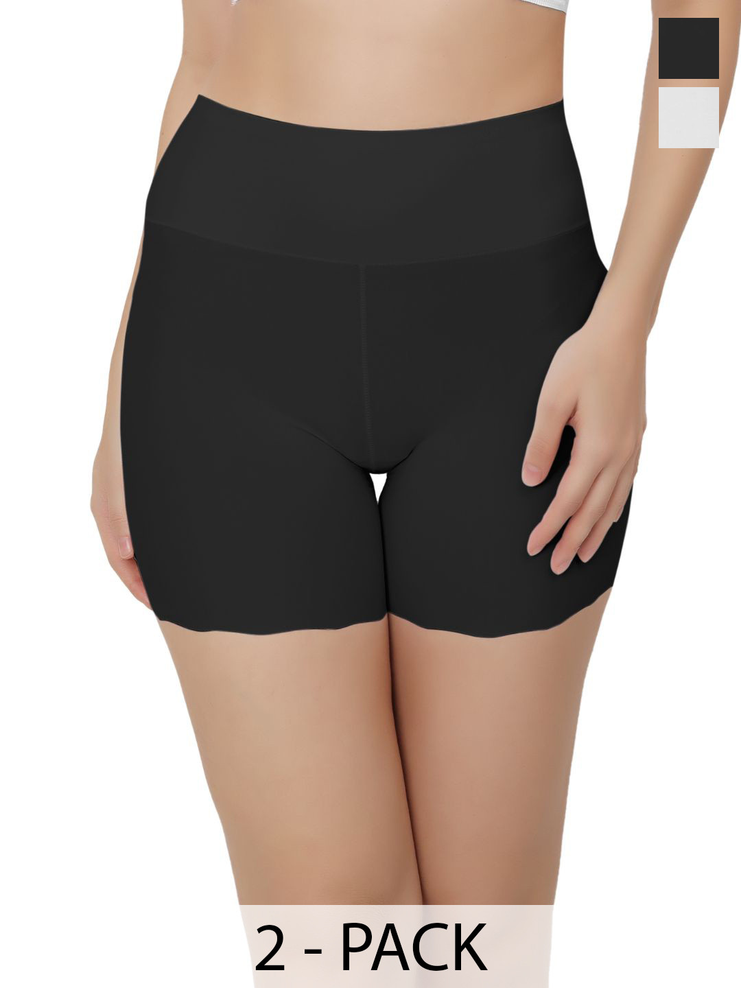 Bella Voste Pack Of 2 Boyshorts Briefs PT-1627-Black-White-M