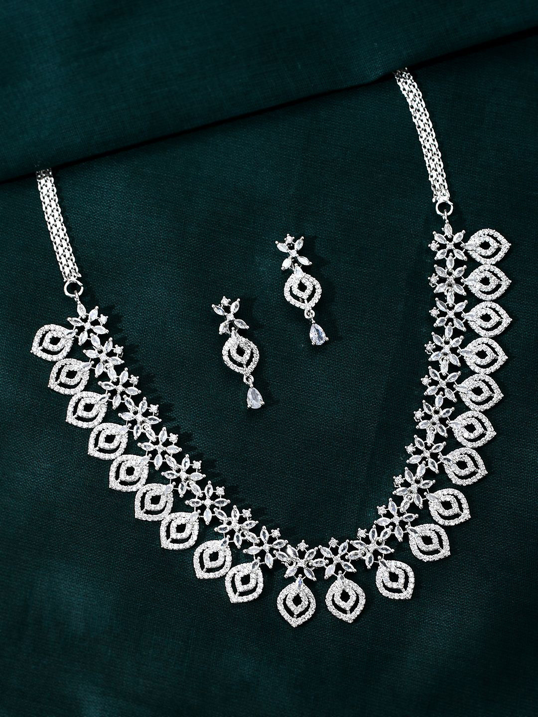 Sparkling Elegance Floral Whispers American Diamond Necklace Set