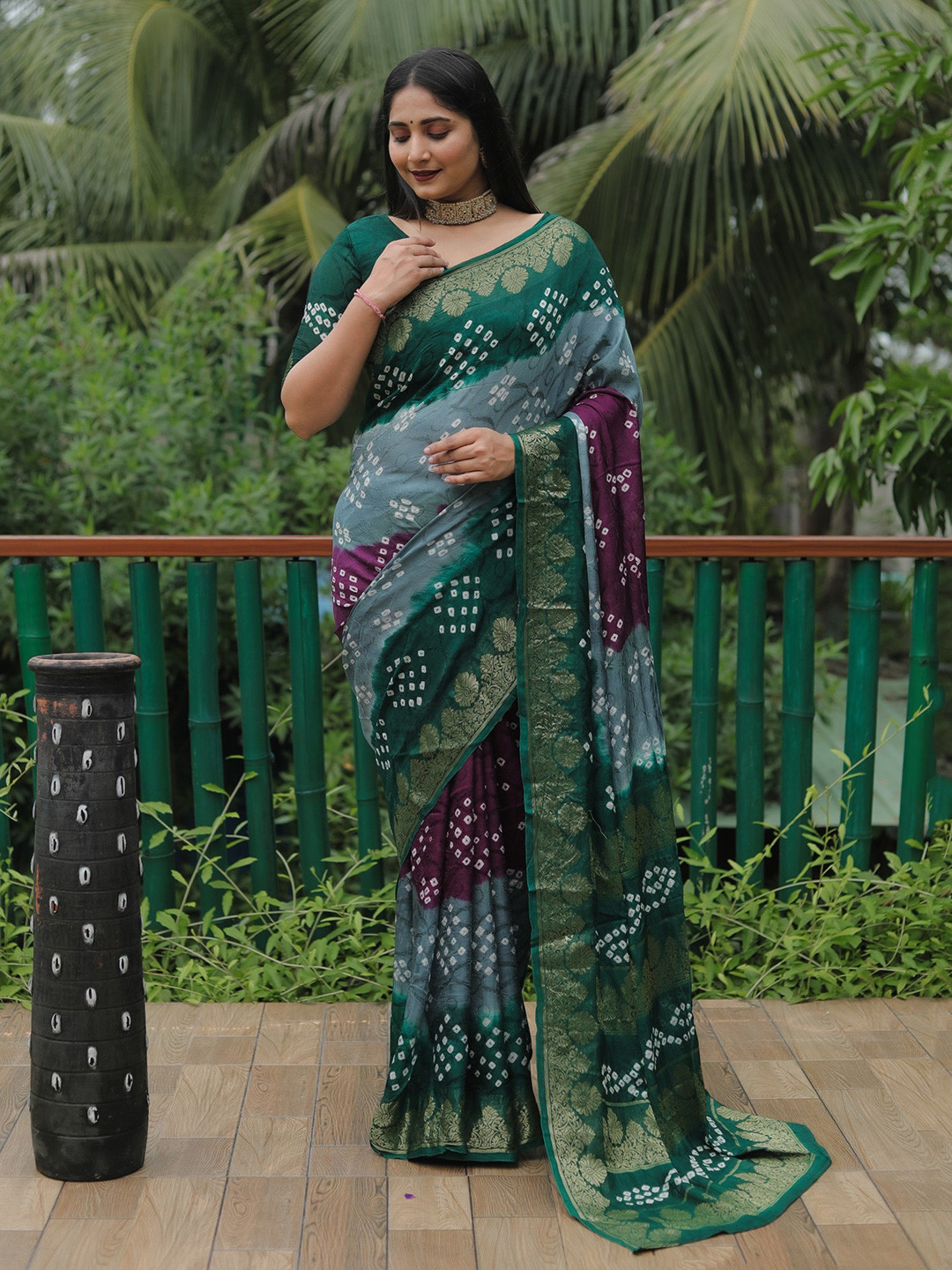Anaita Bandhani Traditional Bandhani Saree With Zari