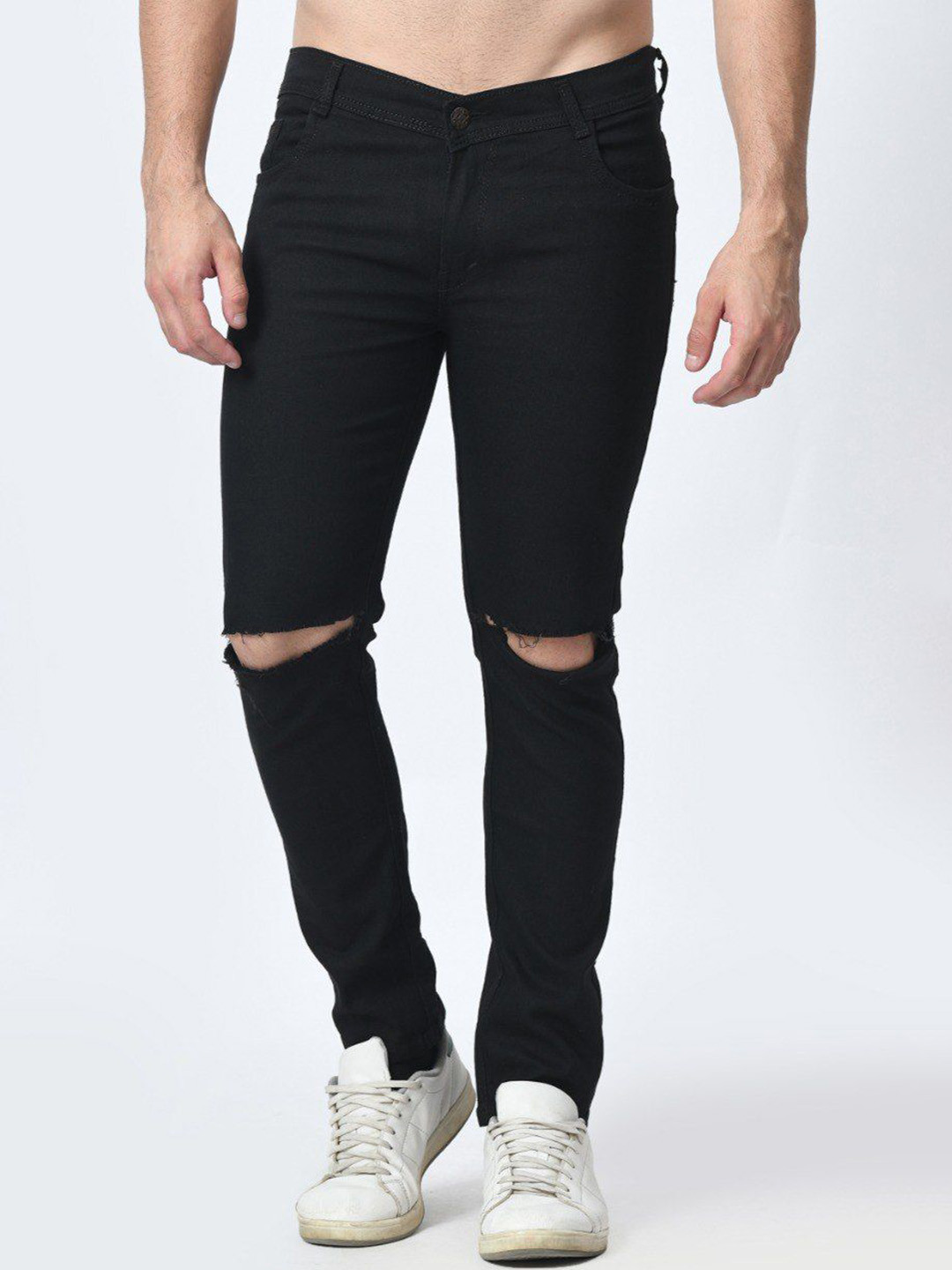 COMFITS Men Mid-Rise Slash Knee Jeans