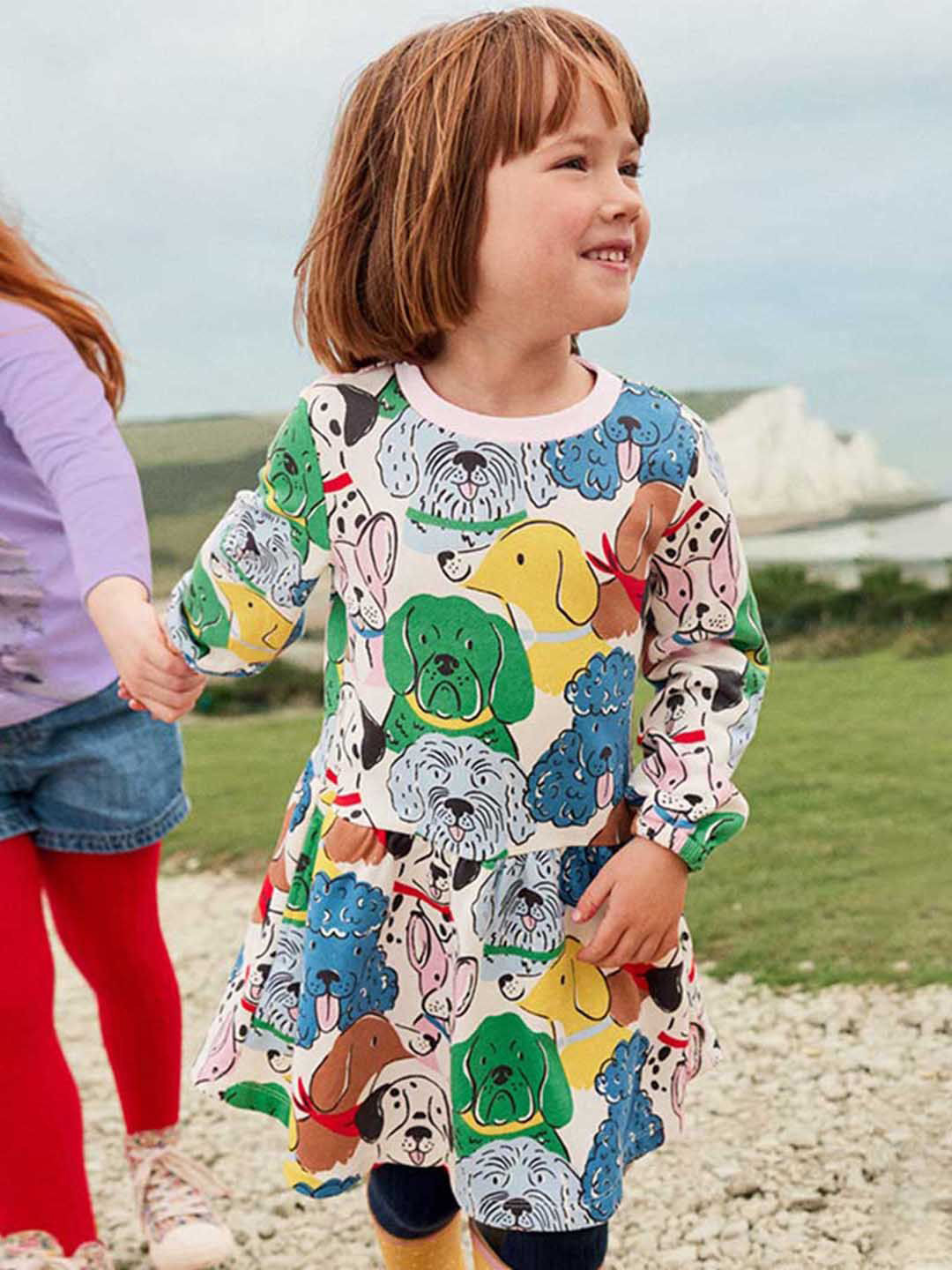 INCLUD Girls Multicolor Long Sleeve Animal Printed A-Line Dress