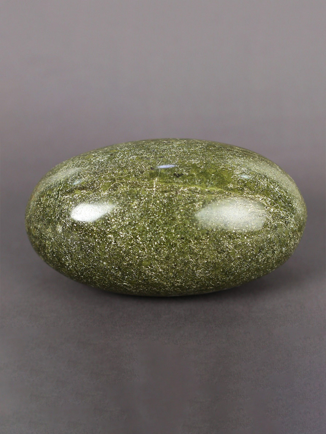 Exotic India Serpentine Lingam Green Stone Matte Living Room Small Showpiece - 2.5 Inches