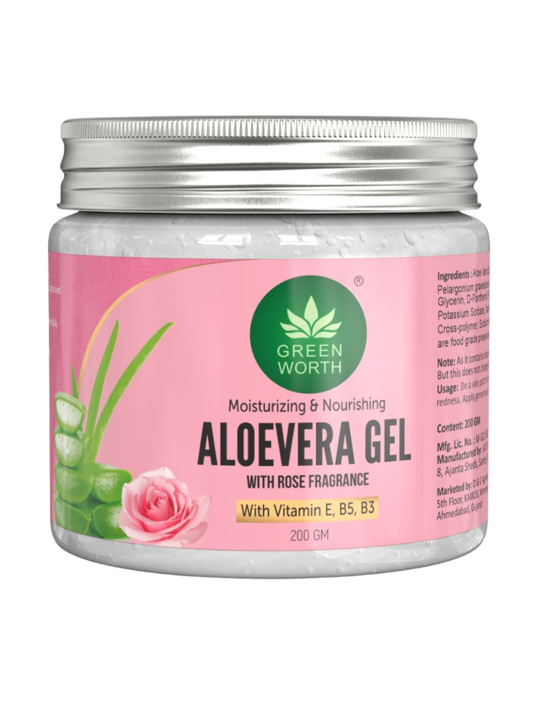 GREENWORTH Aloe Vera Gel With Rose-200g