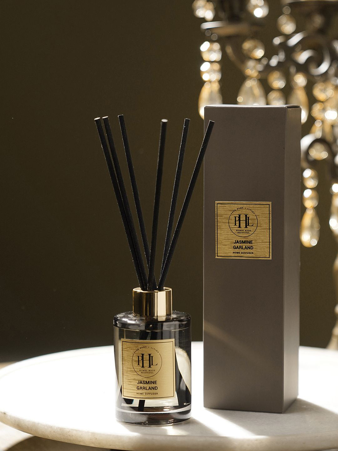 Pure Home and Living Black Jasmine Garland Scented Oil Diffuser With 6 Reed Sticks
