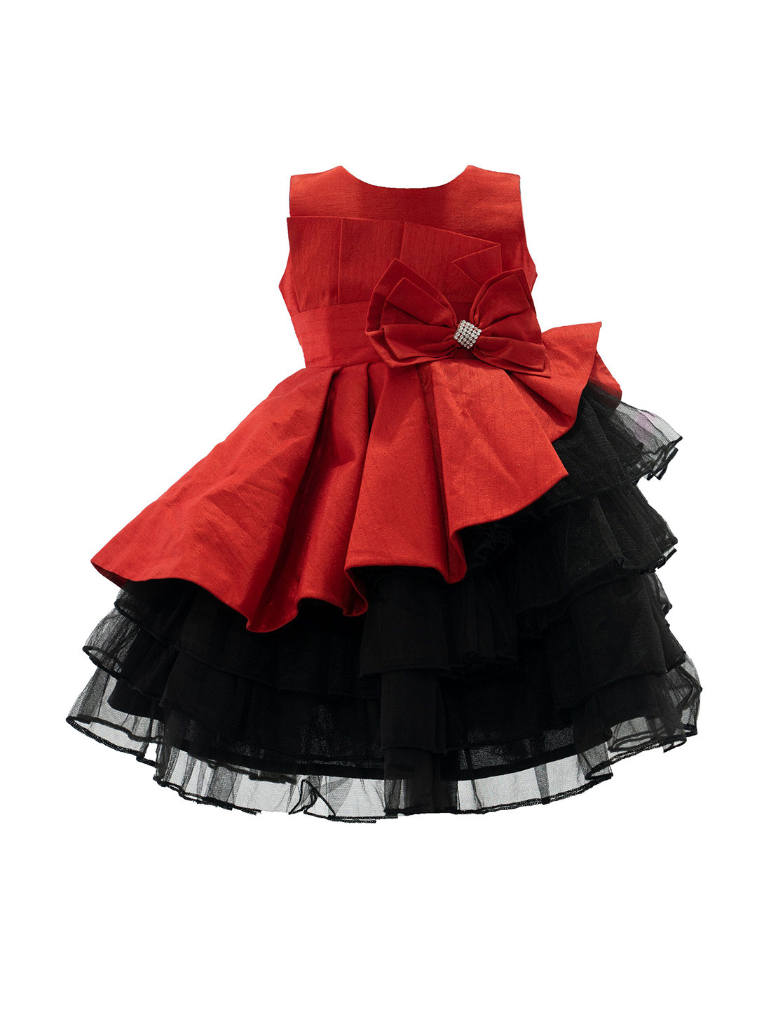 Pink Wings Net Balloon Knee Length Dress