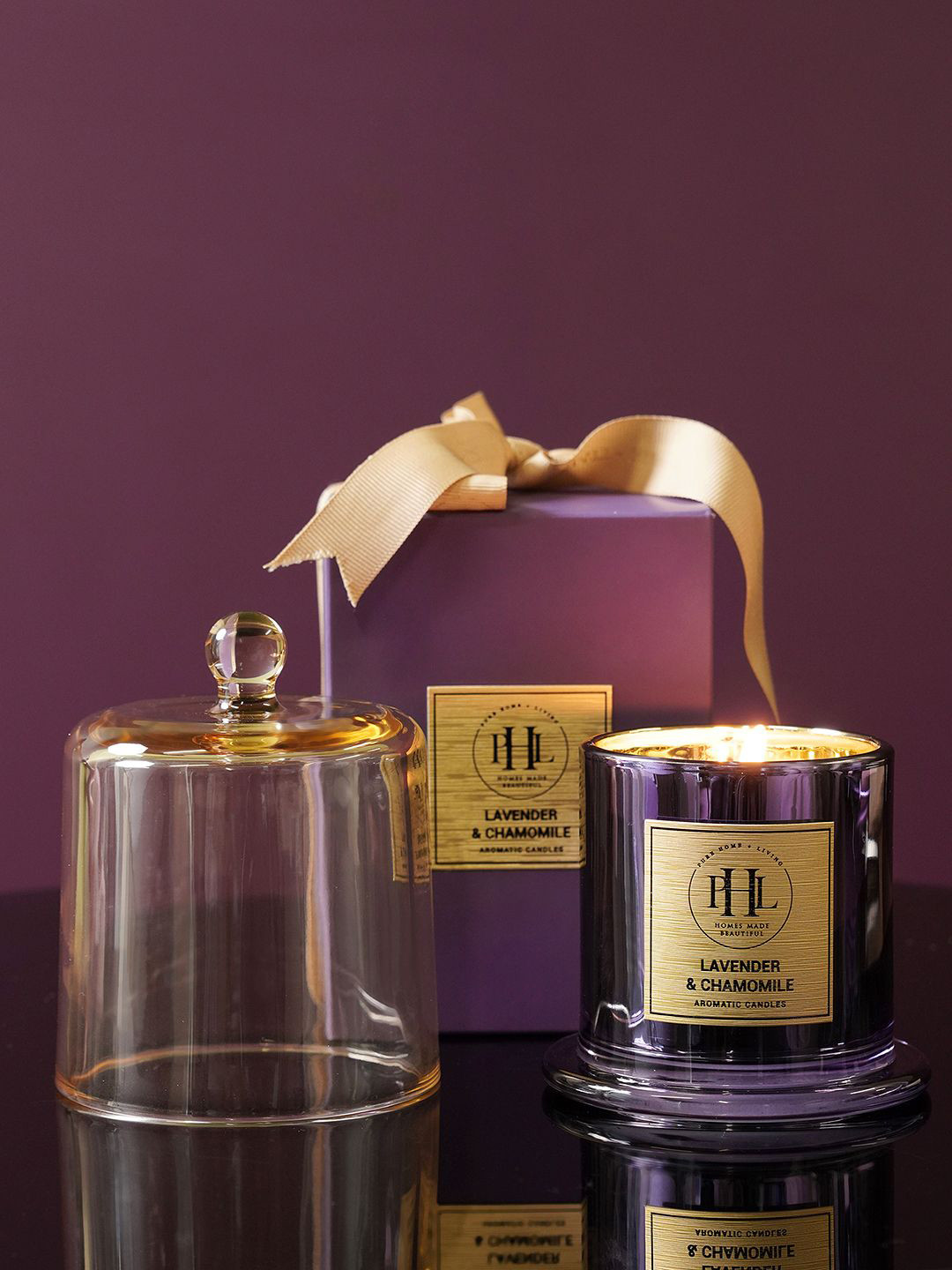 Pure Home and Living Chamomile Bell Jar 1 Wick Lavender Solid Geometric Regular Candles