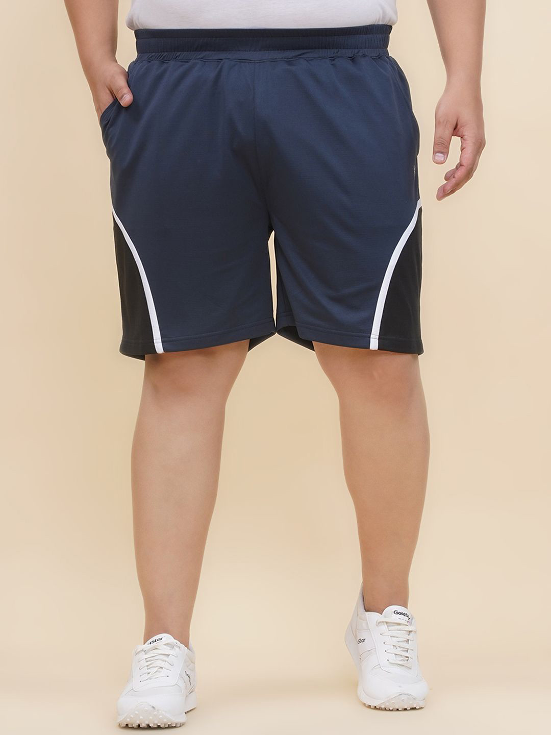 John Pride Plus Size Men Colourblocked Training or Gym Sports Shorts