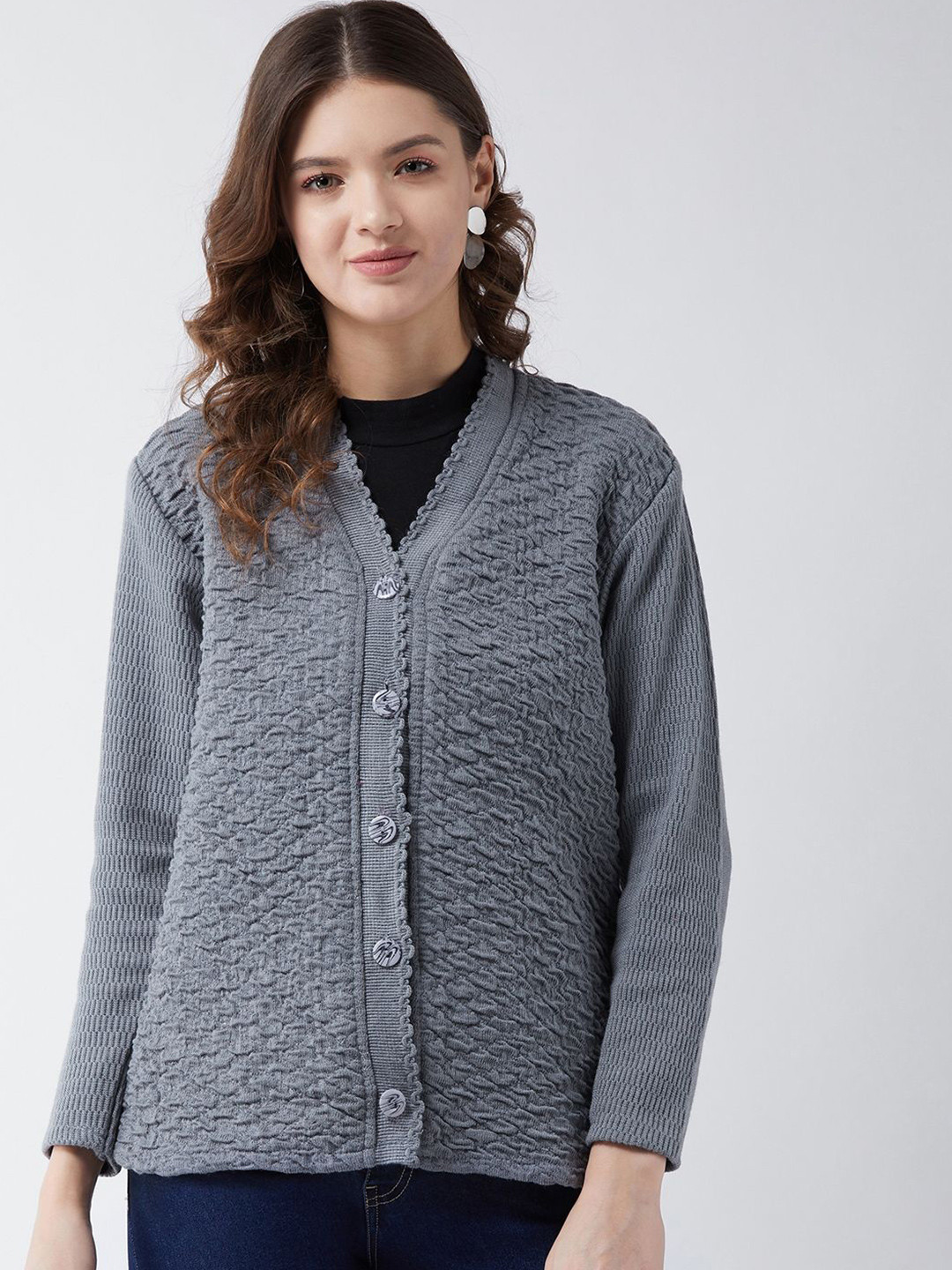 PIVL Women Self Design Cardigan