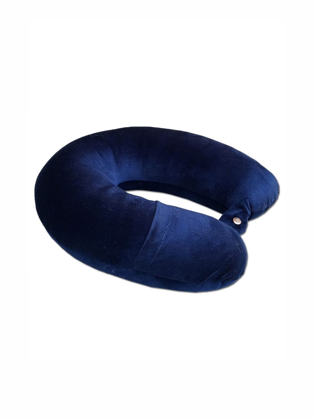 ANA Blue Solid Faux Velvet Breathable Firm Fibre Travel Pillow-35.56 x 25.4 x 12.7 cm