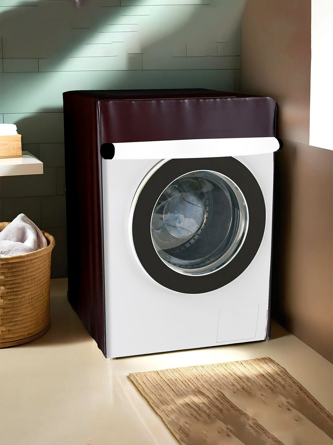 Kuber Industries Maroon Light Weight Foldable Front Load Washing Machine Cover