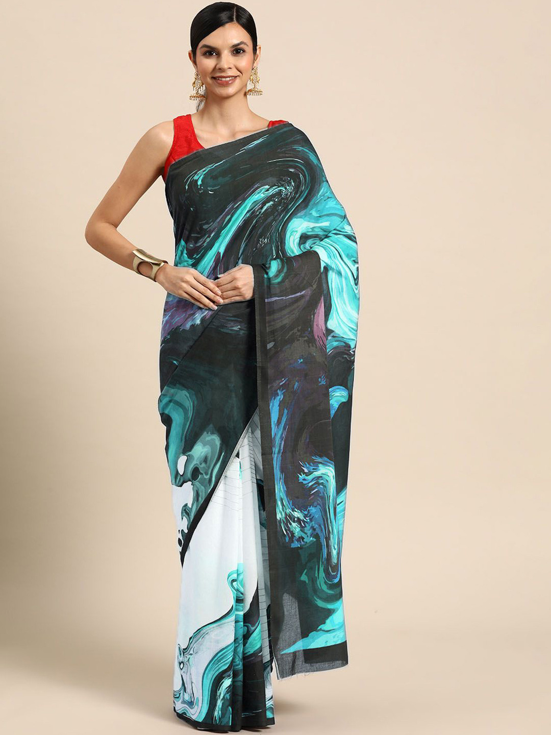 BUTA BUTIAbstract Printed Cotton Saree