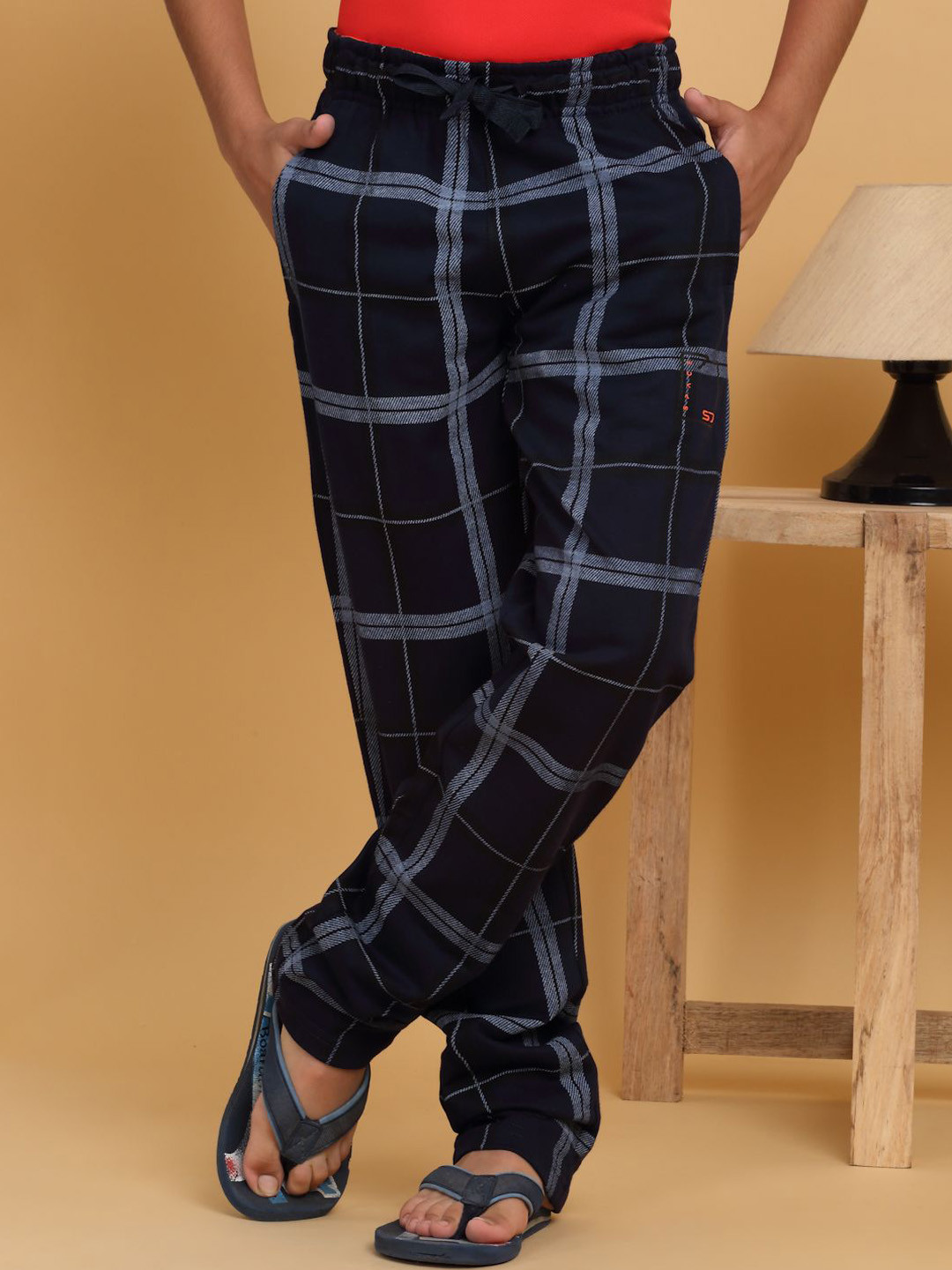 Sweet Dreams Boys Checked Mid-Rise Lounge Pants