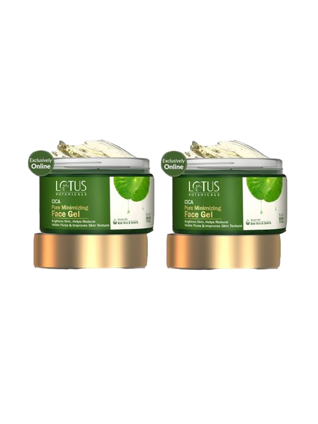 Lotus Botanicals Set Of 2 Pore Minimizing Face Gel  With Cica & Aloe Vera - 50 g Each