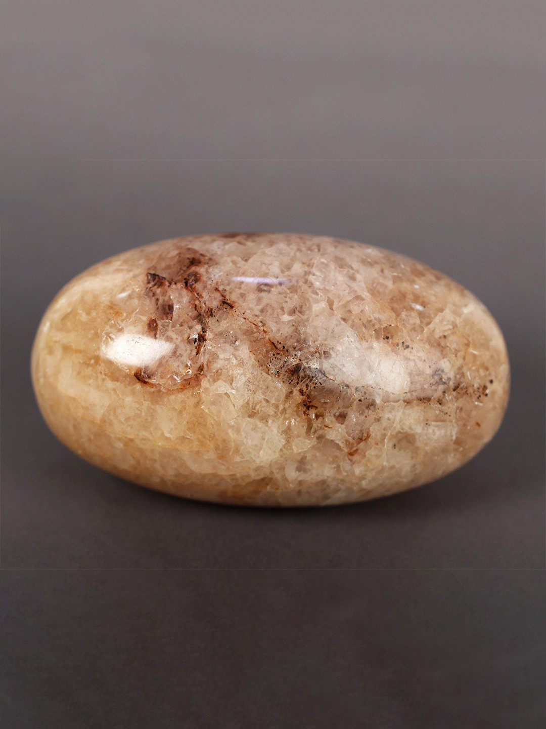 Exotic India Shaligram Yellow Stone Glossy Prayer Room Small Showpiece - 2.8 Inches