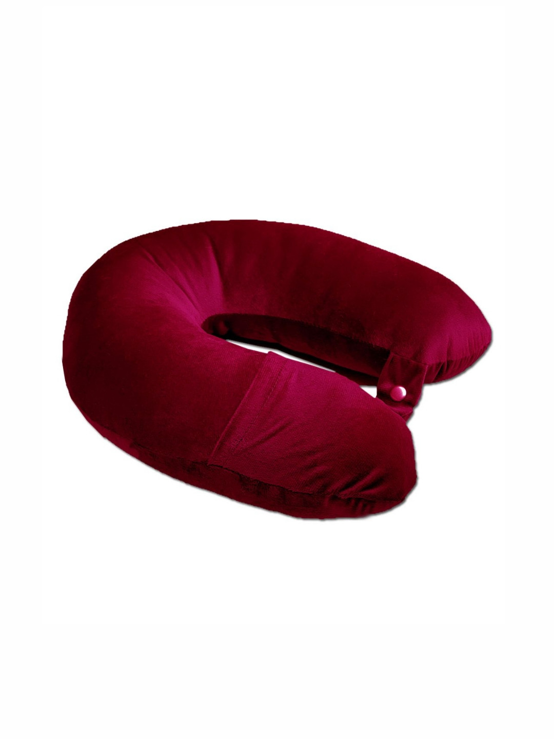 ANA Maroon Solid Faux Velvet Breathable Firm Fibre Travel Pillow-12.7 x 25.4 x 35.5 cm