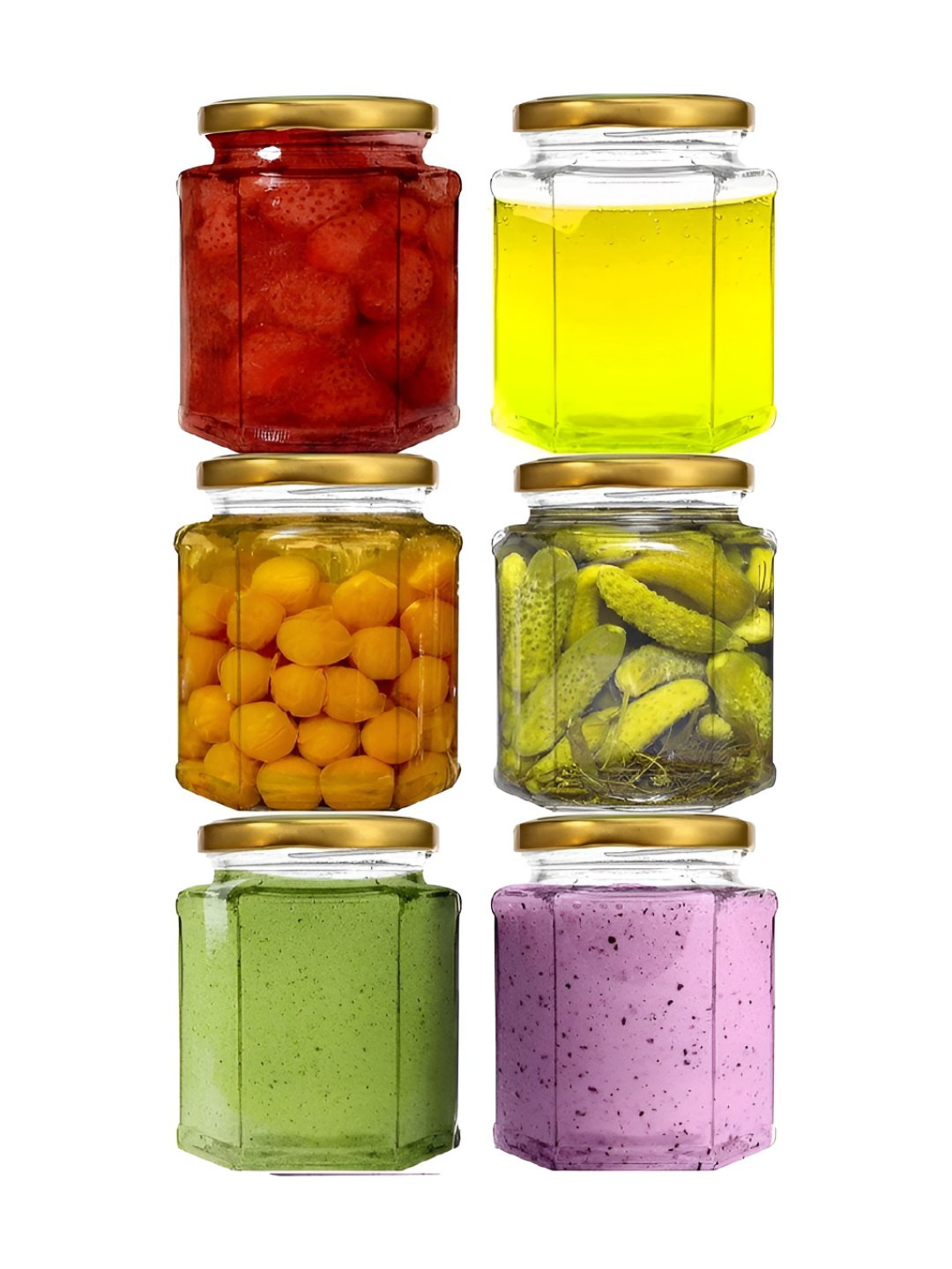 CROCO JAR Piramal Transparent & Golden 6 Pieces Glass Containers - 190 ml